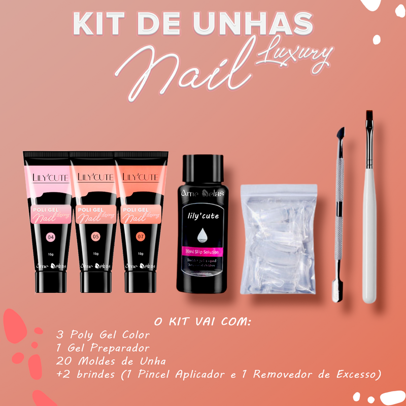 Kit De Unhas Poly Gel Luxury Nail + Cabine UV Secagem Rápida de Brinde